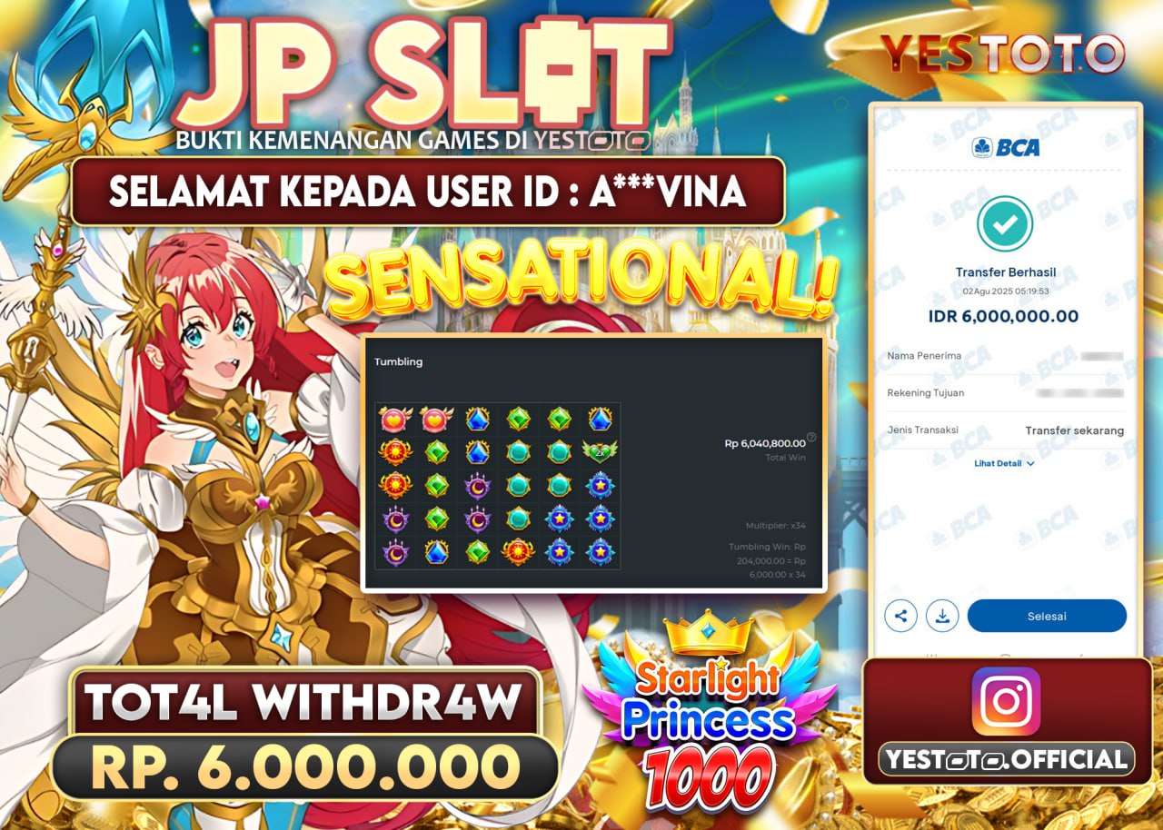 A***VINA JACKPOT SLOT STARLIGHT PRINCESS 1000 Rp.6.000.000 - LUNAS