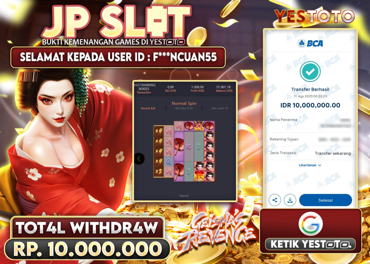 F***NCUAN55 JACKPOT SLOT GEISHA REVENGE Rp.10.00.000 - LUNAS