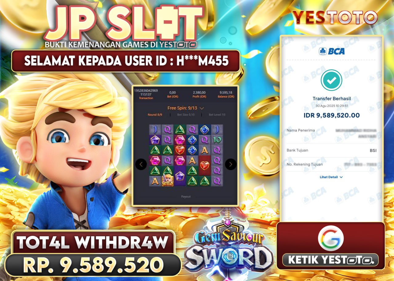 H***M455 JACKPOT SLOT GEM SAVIOUR SWORD Rp.9.589.520 - LUNAS