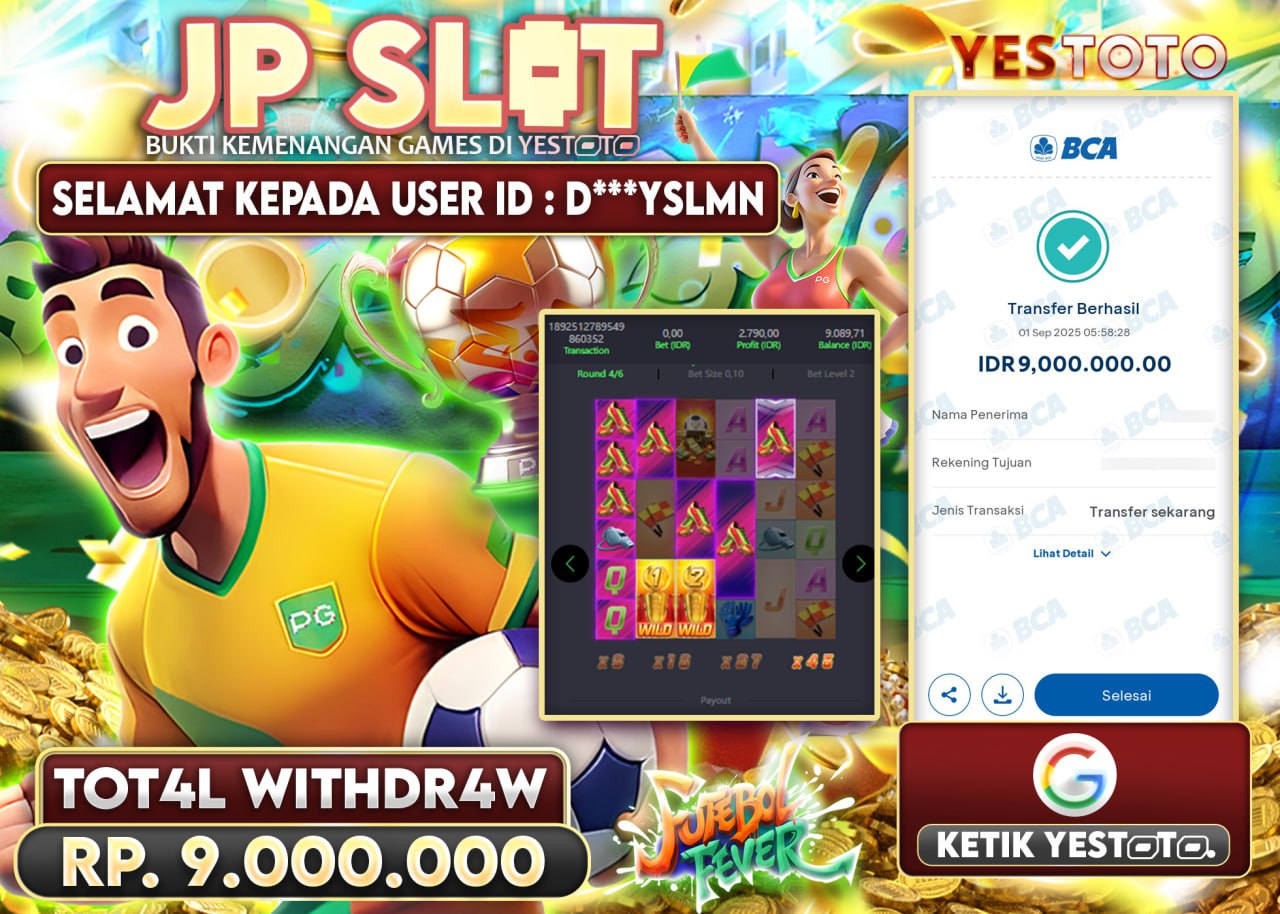 D***YSLMN JACKPOT SLOT FUTEBOL FOREVER Rp.9.000.000 - LUNAS