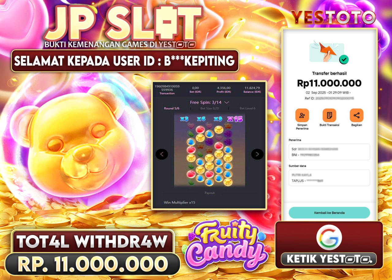 B***KEPITING JACKPOT SLOT FRUIT CANDY Rp.11.000.000 - LUNAS