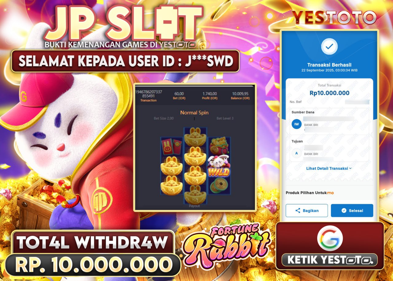 J***SWD JACKPOT SLOT FORTUNE RABBIT Rp.10.000.000 - LUNAS