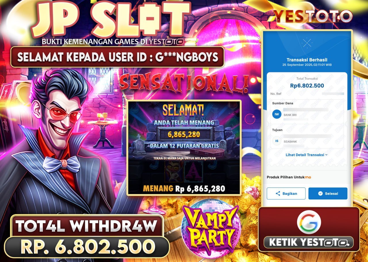 G***NGBOYS JACKPOT SLOT VAMPY PARTY Rp.6.802.500 - LUNAS