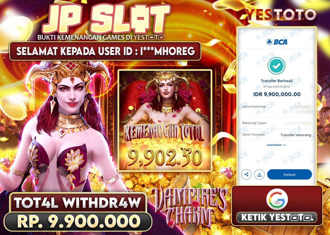 I***MHOREG JACKPOT SLOT VAMPIRE'S CHARM Rp.9.900.000 - LUNAS