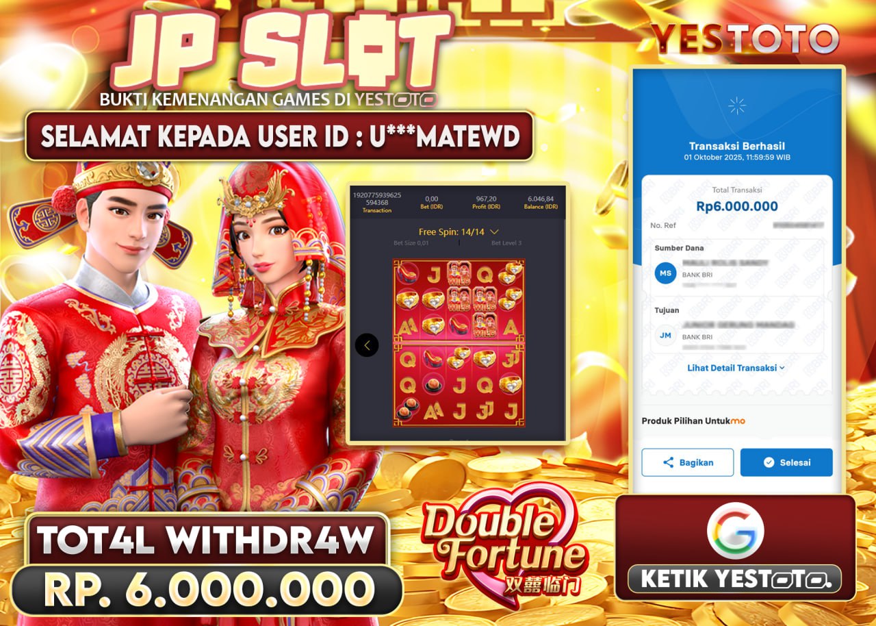 U***MATEWD JACKPOT SLOT DOUBLE FORTUNE Rp.6.000.000 - LUNAS