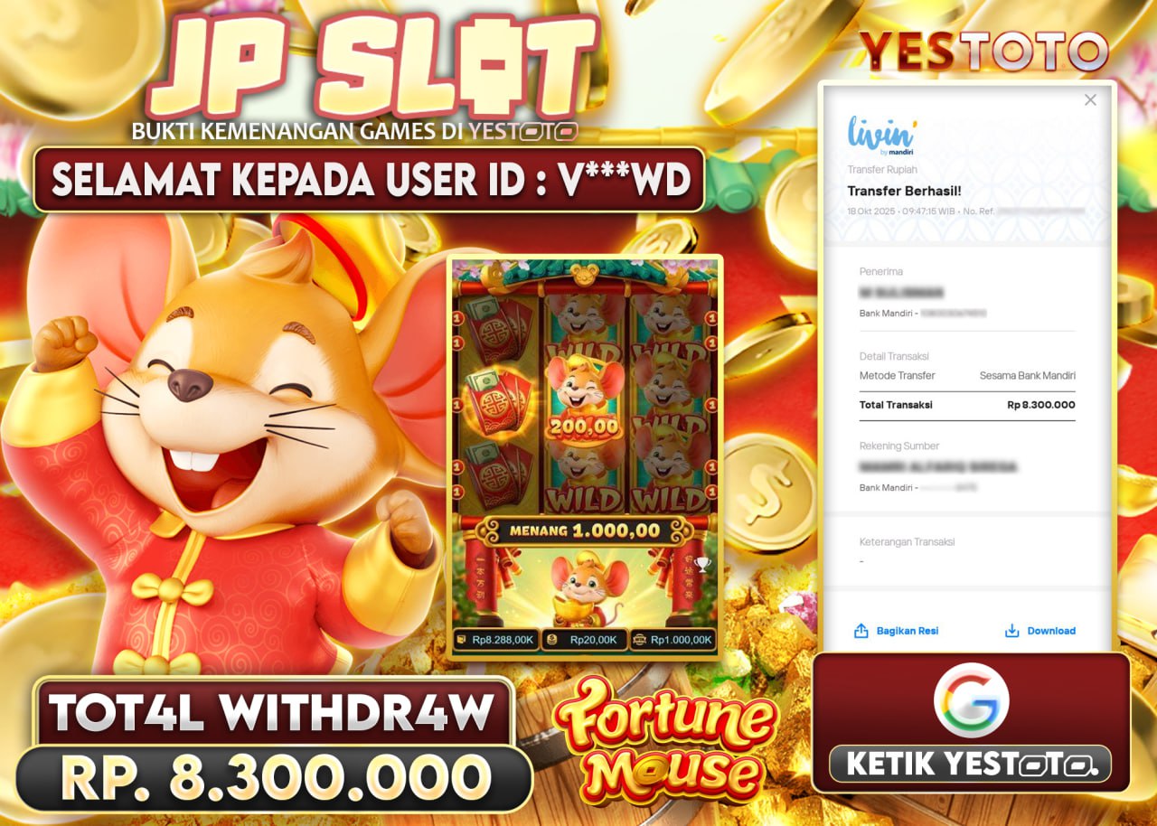 V***WD JACKPOT SLOT FORTUNE MOUSE Rp.8.300.000 - LUNAS
